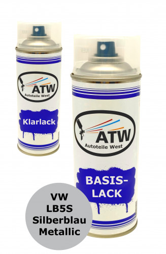 Autolack für VW LB5S Silberblau Metallic+400ml Klarlack Set